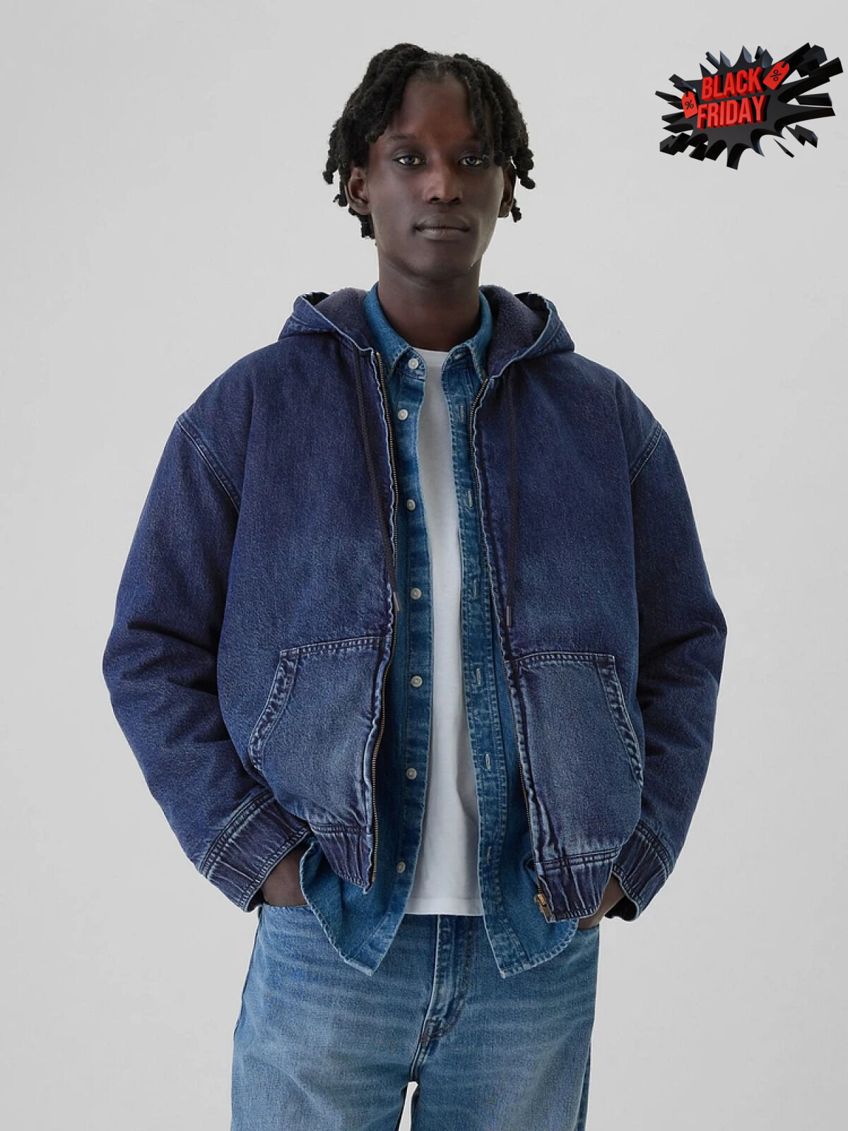 gap oversized lined denim hoodie black friday