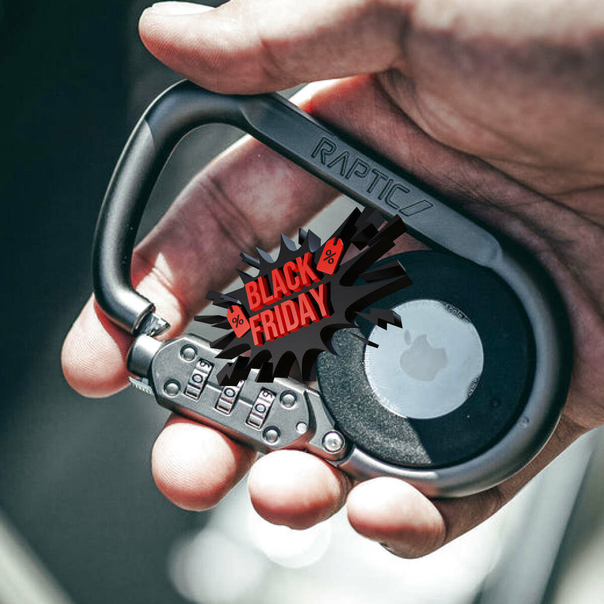 raptic link lock carabiner for apple airtags black friday